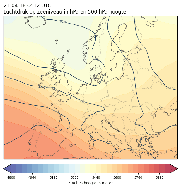 Weerkaart van 21 april 1832 om 12 UTC