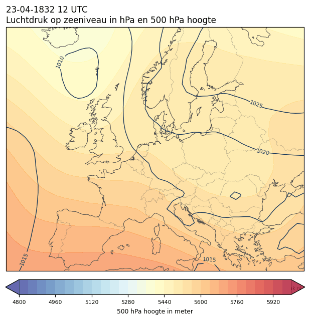 Weerkaart van 23 april 1832 om 12 UTC