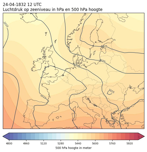 Weerkaart van 24 april 1832 om 12 UTC