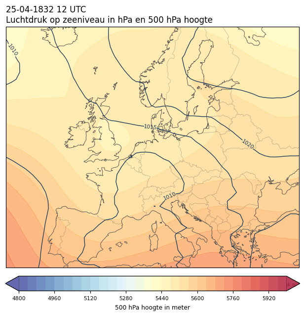Weerkaart van 25 april 1832 om 12 UTC