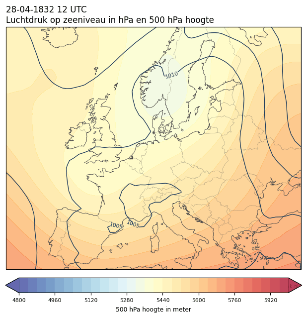Weerkaart van 28 april 1832 om 12 UTC