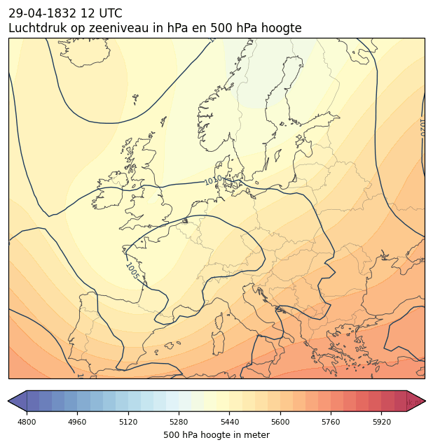 Weerkaart van 29 april 1832 om 12 UTC