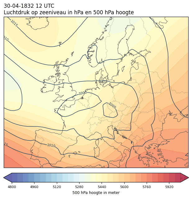 Weerkaart van 30 april 1832 om 12 UTC