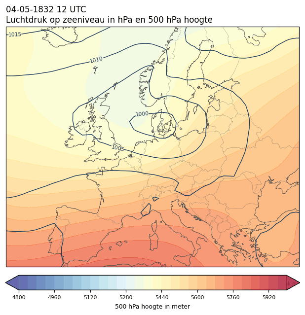 Weerkaart van 4 mei 1832 om 12 UTC