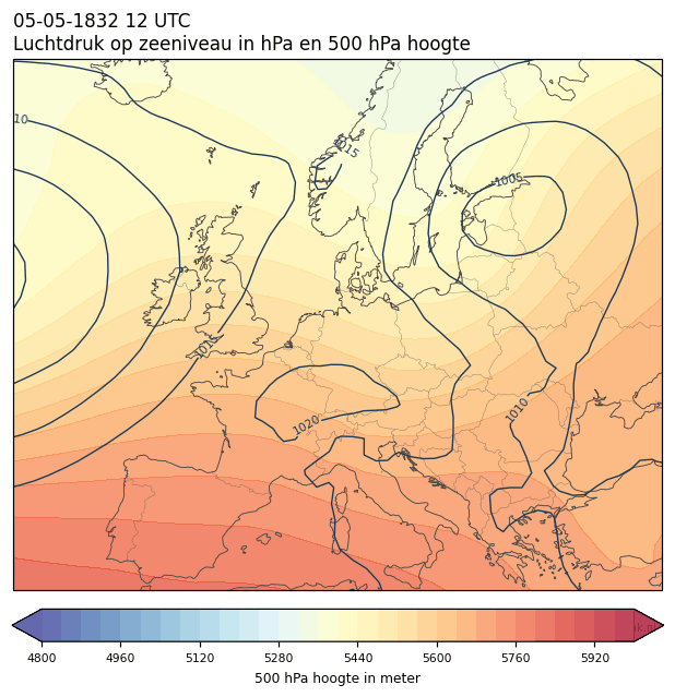 Weerkaart van 5 mei 1832 om 12 UTC