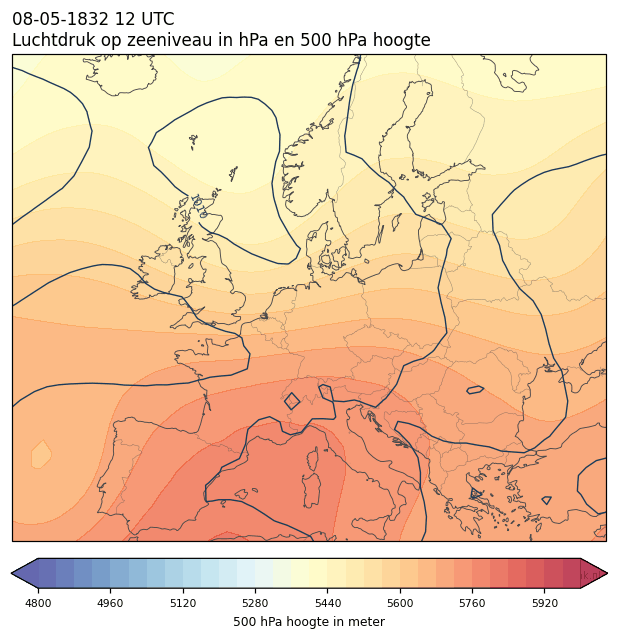 Weerkaart van 8 mei 1832 om 12 UTC