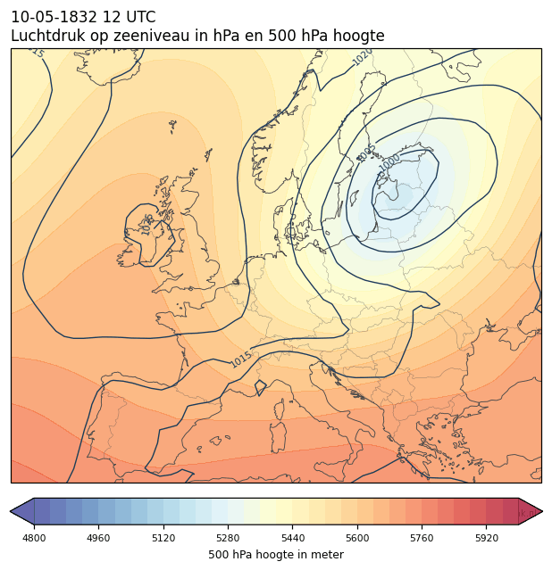 Weerkaart van 10 mei 1832 om 12 UTC