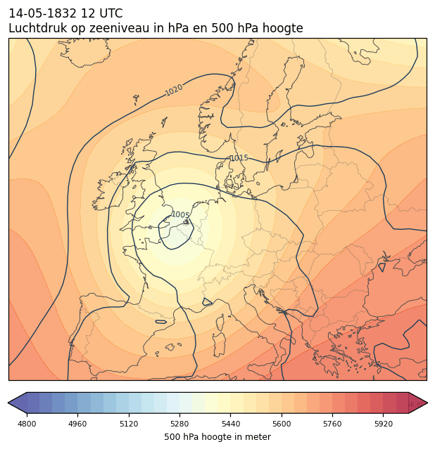 Weerkaart van 14 mei 1832 om 12 UTC