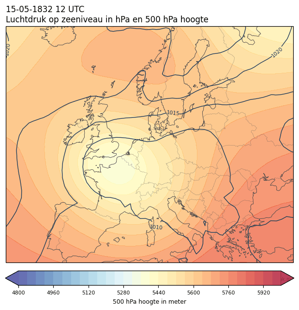 Weerkaart van 15 mei 1832 om 12 UTC
