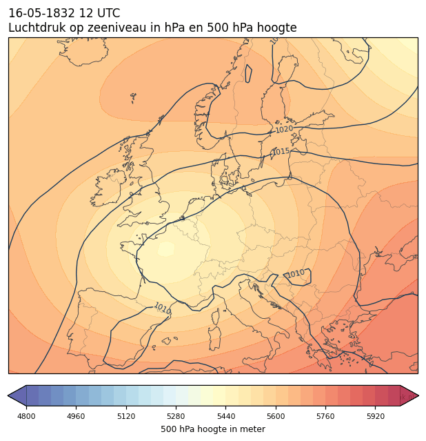 Weerkaart van 16 mei 1832 om 12 UTC