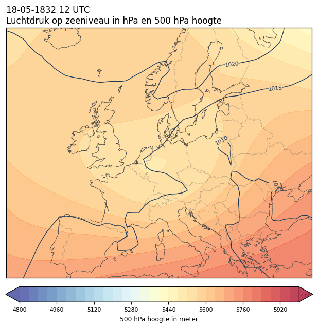 Weerkaart van 18 mei 1832 om 12 UTC