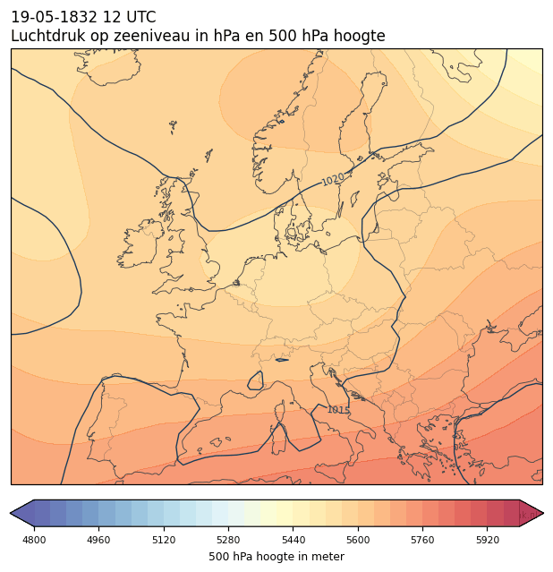 Weerkaart van 19 mei 1832 om 12 UTC