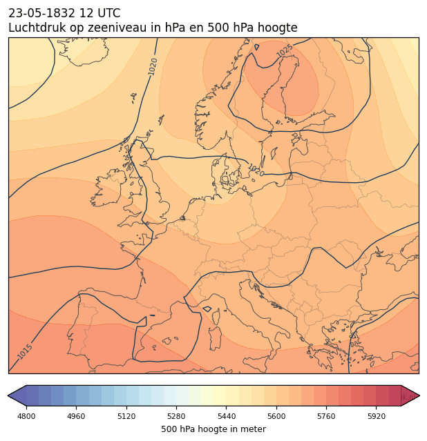 Weerkaart van 23 mei 1832 om 12 UTC