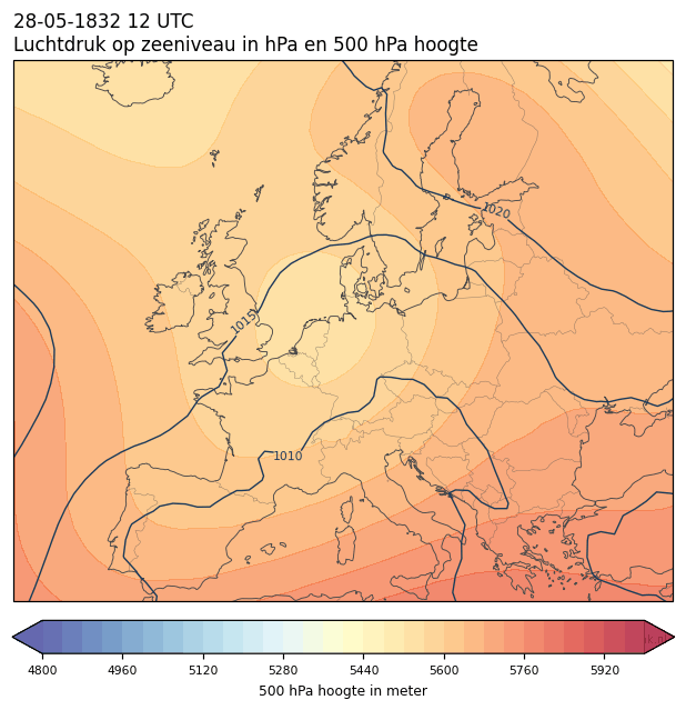 Weerkaart van 28 mei 1832 om 12 UTC
