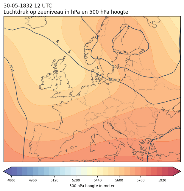 Weerkaart van 30 mei 1832 om 12 UTC