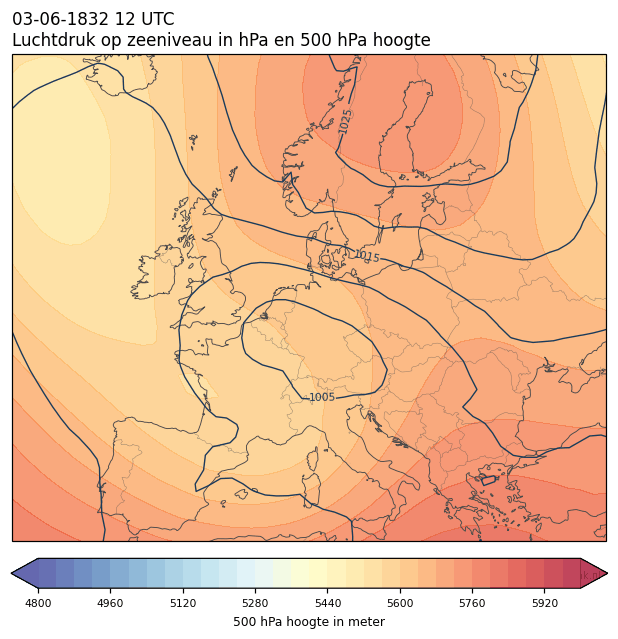 Weerkaart van 3 juni 1832 om 12 UTC