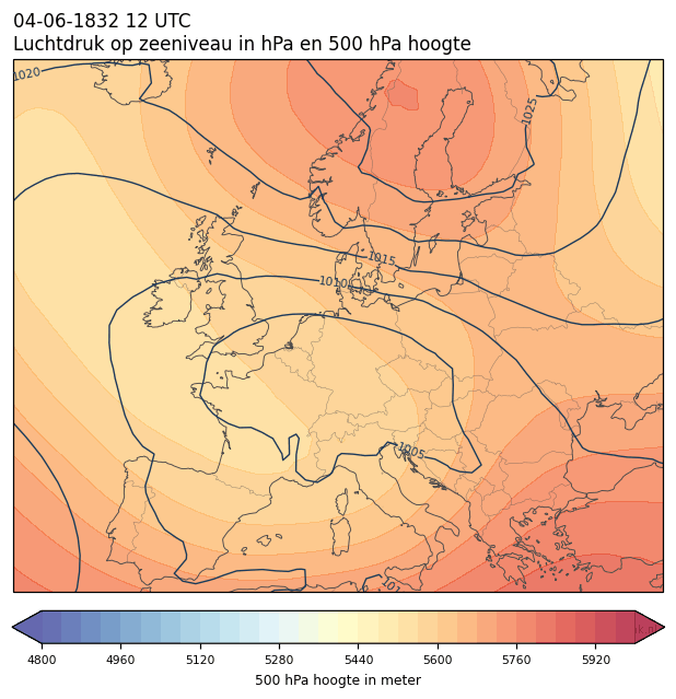Weerkaart van 4 juni 1832 om 12 UTC