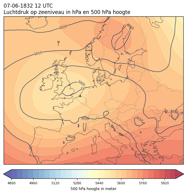Weerkaart van 7 juni 1832 om 12 UTC