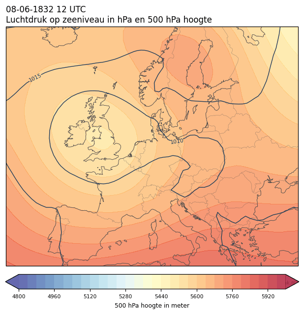 Weerkaart van 8 juni 1832 om 12 UTC