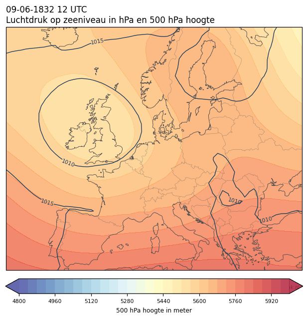 Weerkaart van 9 juni 1832 om 12 UTC