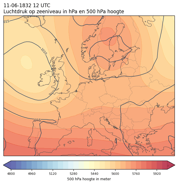 Weerkaart van 11 juni 1832 om 12 UTC