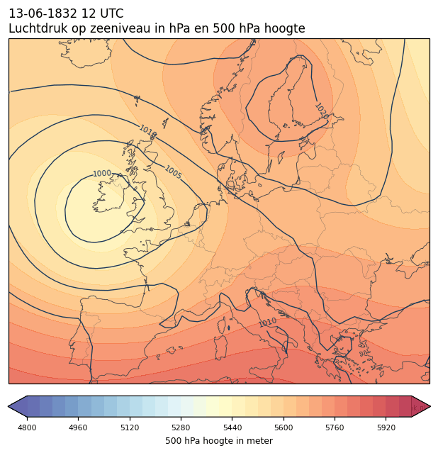 Weerkaart van 13 juni 1832 om 12 UTC
