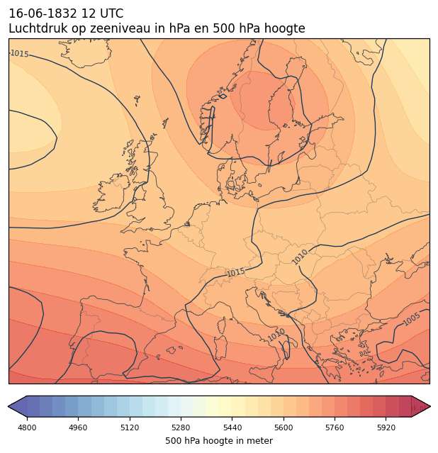 Weerkaart van 16 juni 1832 om 12 UTC
