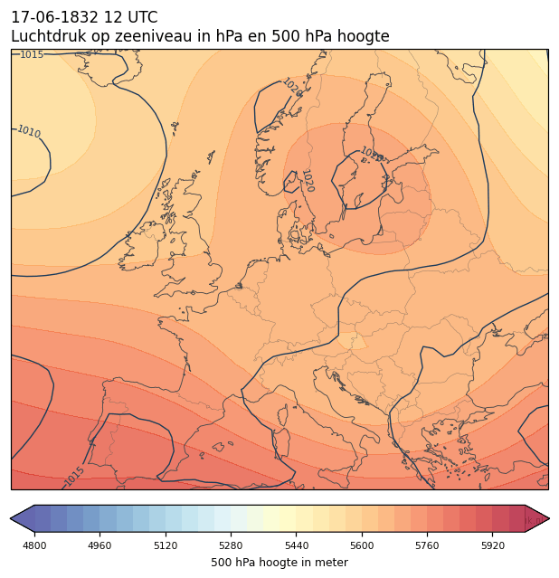 Weerkaart van 17 juni 1832 om 12 UTC