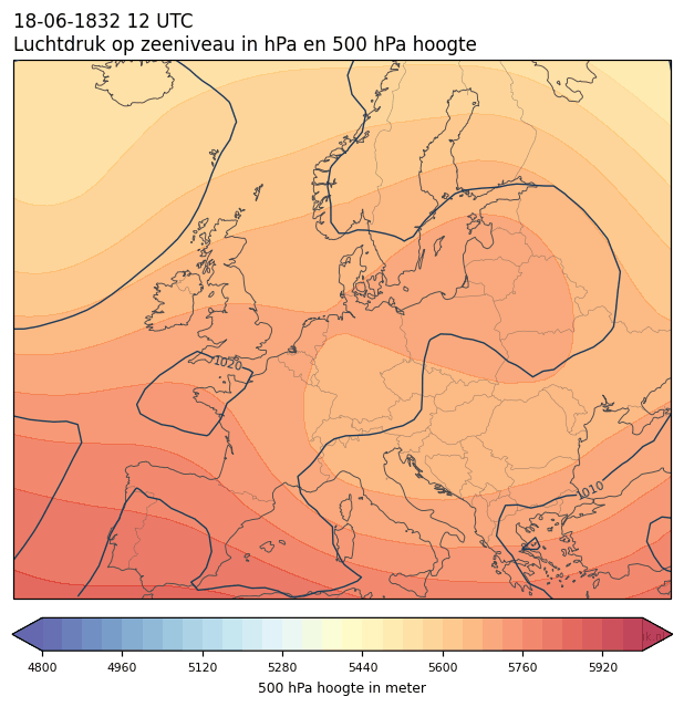Weerkaart van 18 juni 1832 om 12 UTC