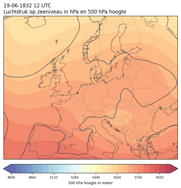 Weerkaart van 19 juni 1832 om 12 UTC