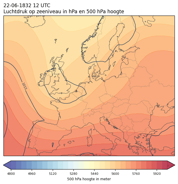 Weerkaart van 22 juni 1832 om 12 UTC