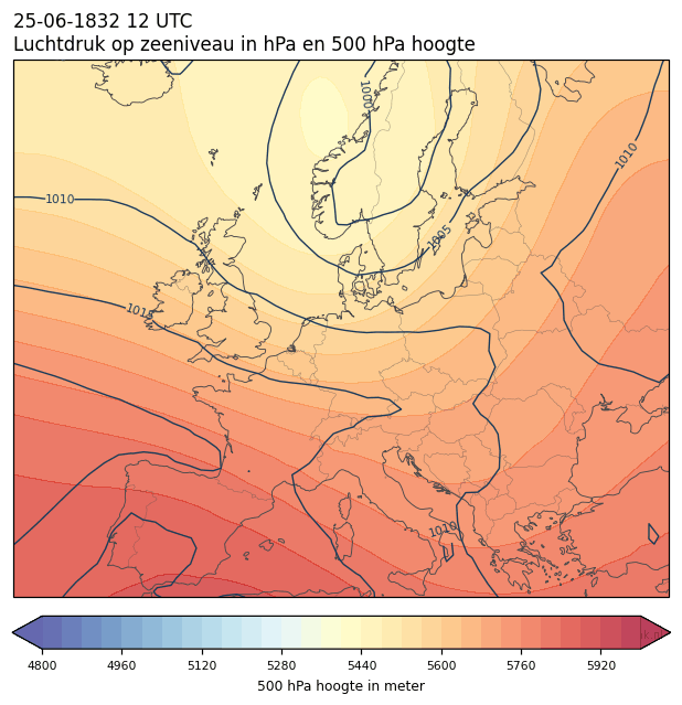Weerkaart van 25 juni 1832 om 12 UTC