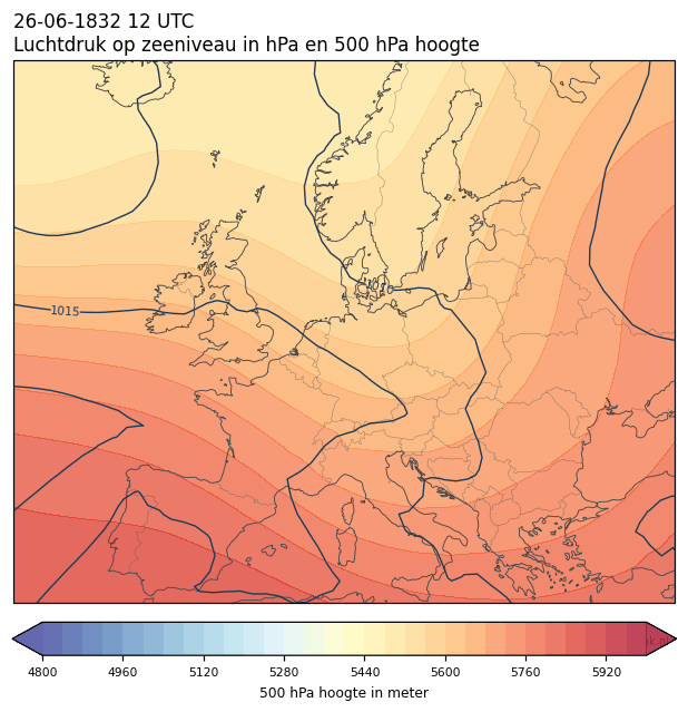 Weerkaart van 26 juni 1832 om 12 UTC