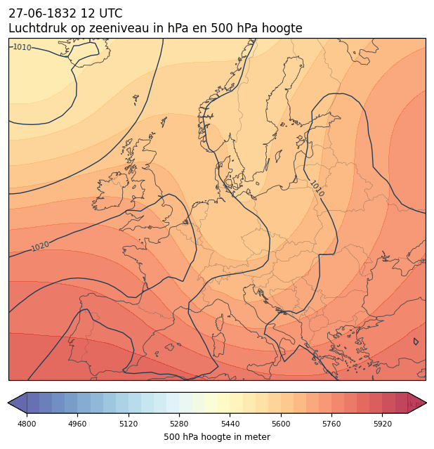 Weerkaart van 27 juni 1832 om 12 UTC