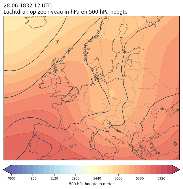 Weerkaart van 28 juni 1832 om 12 UTC