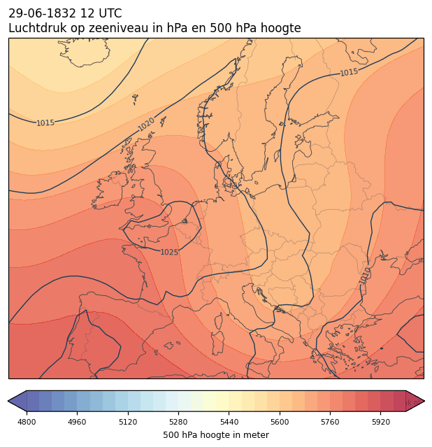 Weerkaart van 29 juni 1832 om 12 UTC