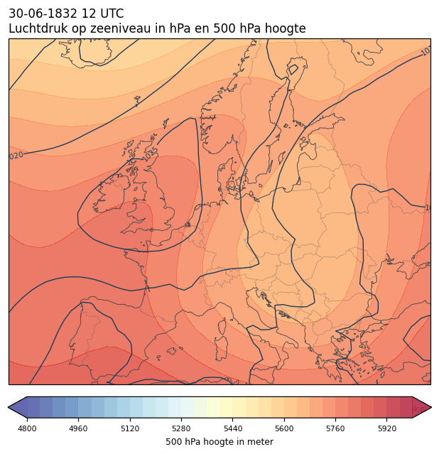 Weerkaart van 30 juni 1832 om 12 UTC