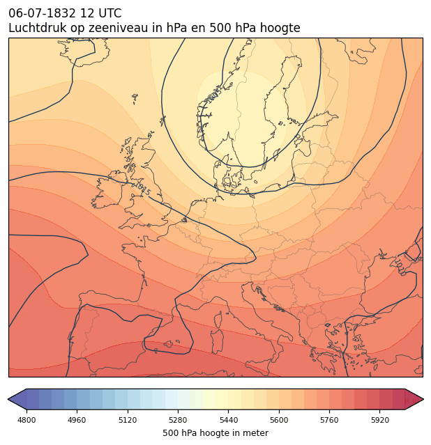 Weerkaart van 6 juli 1832 om 12 UTC