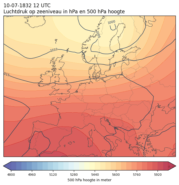 Weerkaart van 10 juli 1832 om 12 UTC
