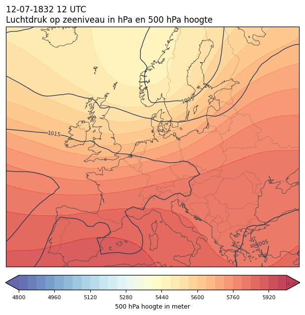 Weerkaart van 12 juli 1832 om 12 UTC