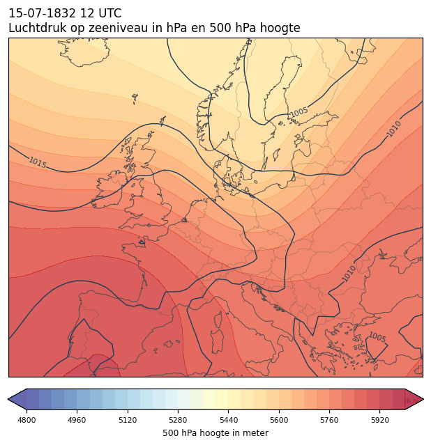 Weerkaart van 15 juli 1832 om 12 UTC