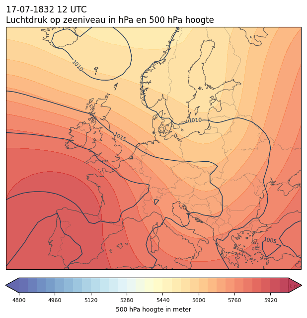 Weerkaart van 17 juli 1832 om 12 UTC