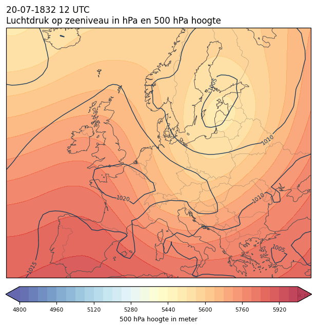 Weerkaart van 20 juli 1832 om 12 UTC
