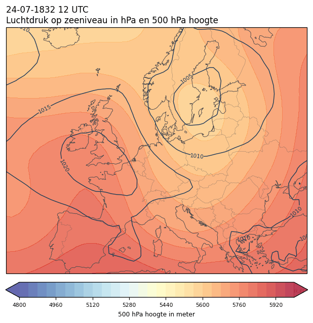 Weerkaart van 24 juli 1832 om 12 UTC