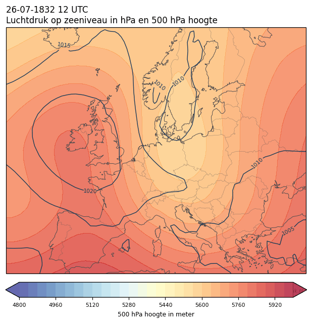 Weerkaart van 26 juli 1832 om 12 UTC