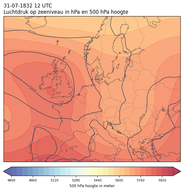 Weerkaart van 31 juli 1832 om 12 UTC
