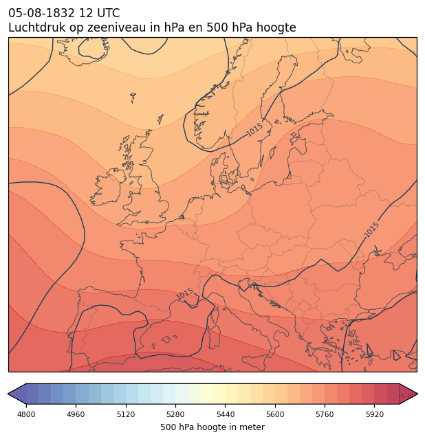 Weerkaart van 5 augustus 1832 om 12 UTC