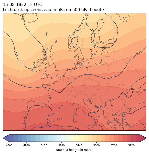 Weerkaart van 15 augustus 1832 om 12 UTC