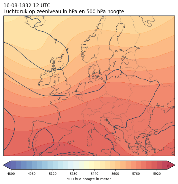 Weerkaart van 16 augustus 1832 om 12 UTC