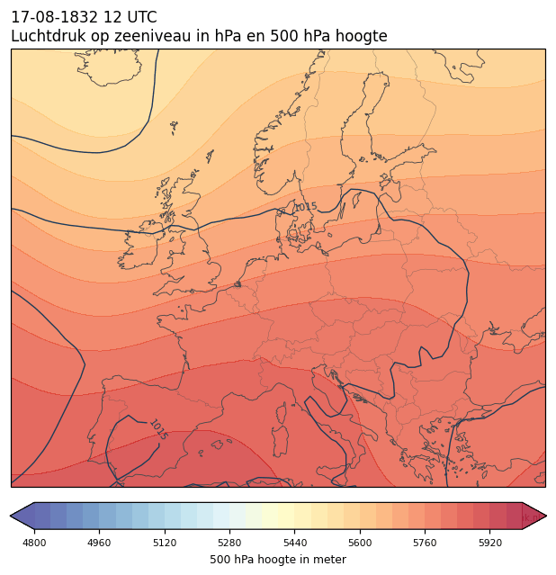Weerkaart van 17 augustus 1832 om 12 UTC